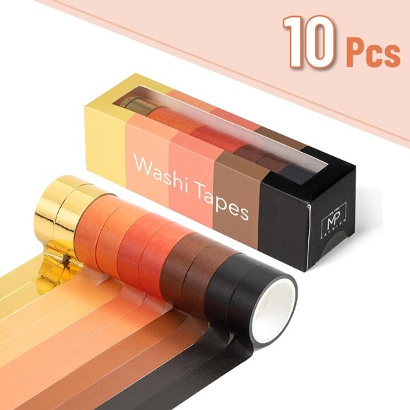 Washi Tape Set, 10 Rolls, Fiery Horizon, Decorative Tape Set, Colored Scrapbook - Picture 2 of 8